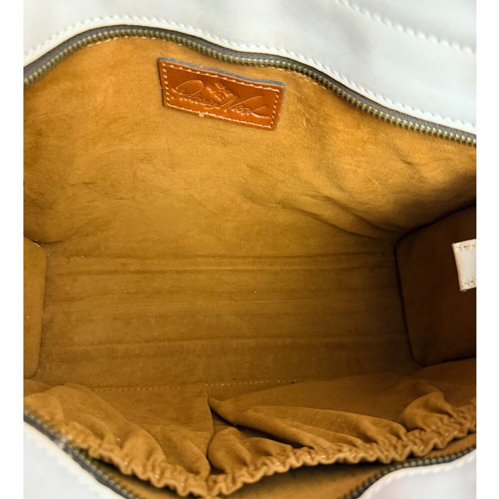 Patricia Nash Ivory Tooled Leather Tote Bag Floral Embossed Satchel Boho - Picture 7 of 9
